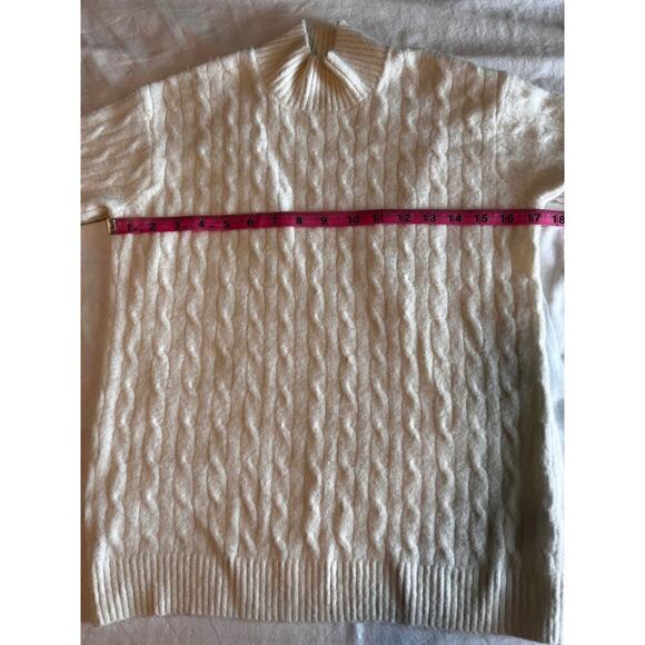 J. Crew Factory Cable-knit mockneck sweater Size small color ivory - Picture 9 of 10
